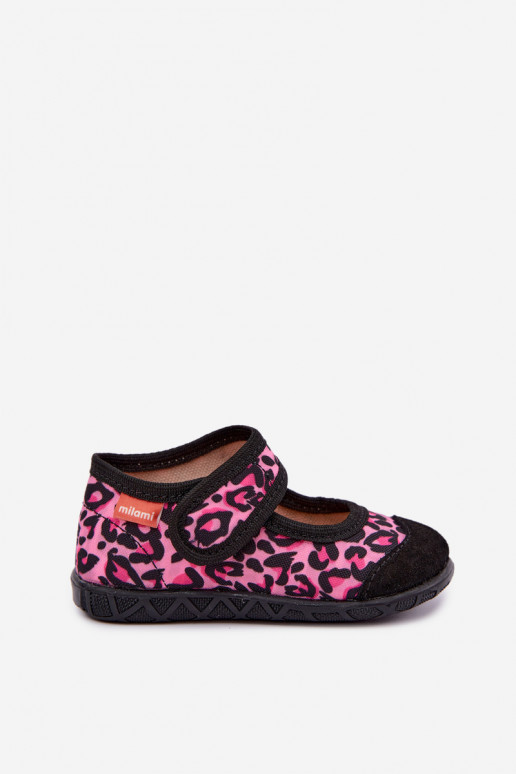 Kinderschuhe Milami mit Klettverschlüssen und Leopardenmustern in Rosa und Schwarz Esnia
