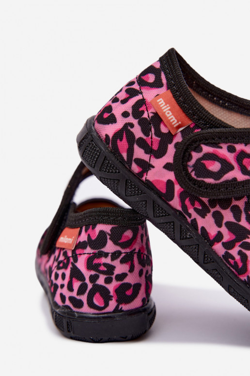 Kinderschuhe Milami mit Klettverschlüssen und Leopardenmustern in Rosa und Schwarz Esnia