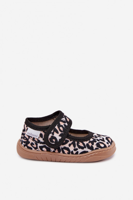 Kinderballettschuhe mit Leopardenmuster sandfarben Caelia