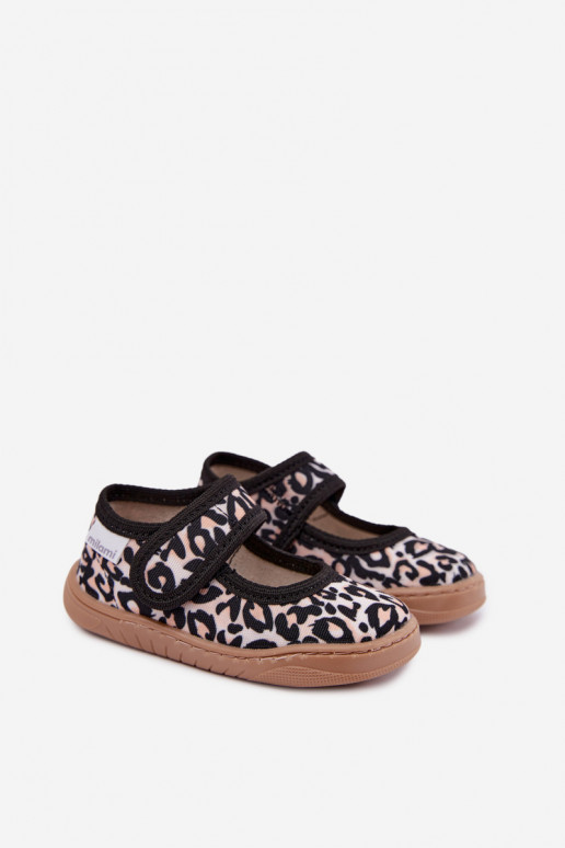 Kinderballettschuhe mit Leopardenmuster sandfarben Caelia