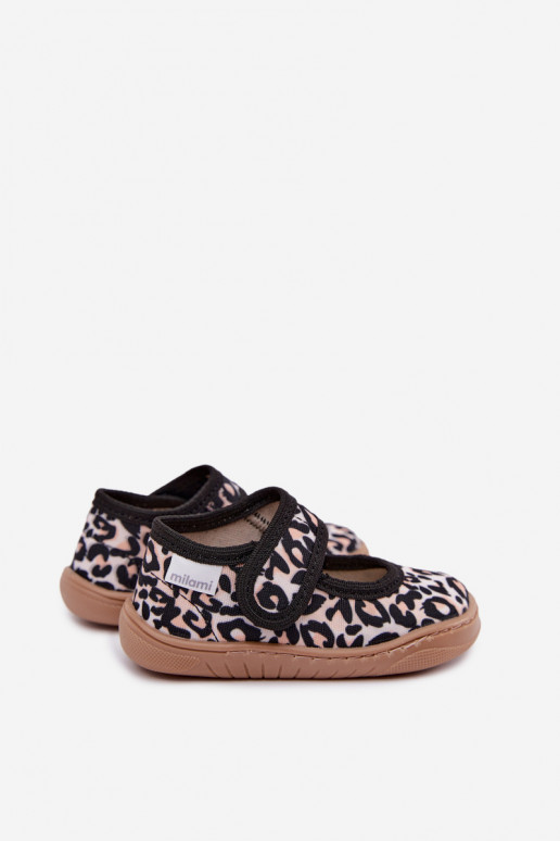 Kinderballettschuhe mit Leopardenmuster sandfarben Caelia