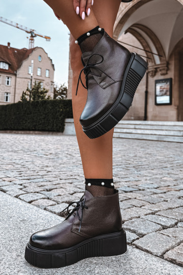 Damen warme Plattformschuhe Zazoo 60588 in Schokoladenfarbe 2