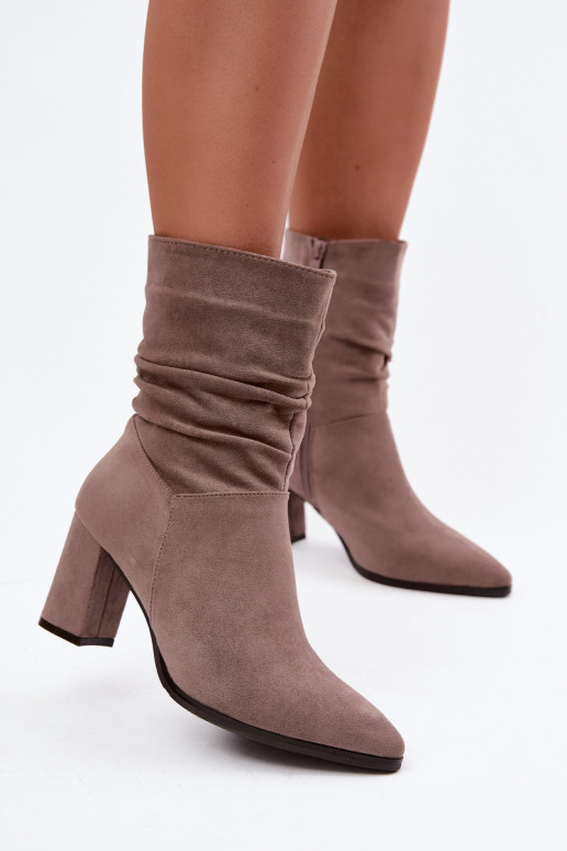 Damen warme Stiefeletten mit lockigem Obermaterial Dalessia in Tonfarbe