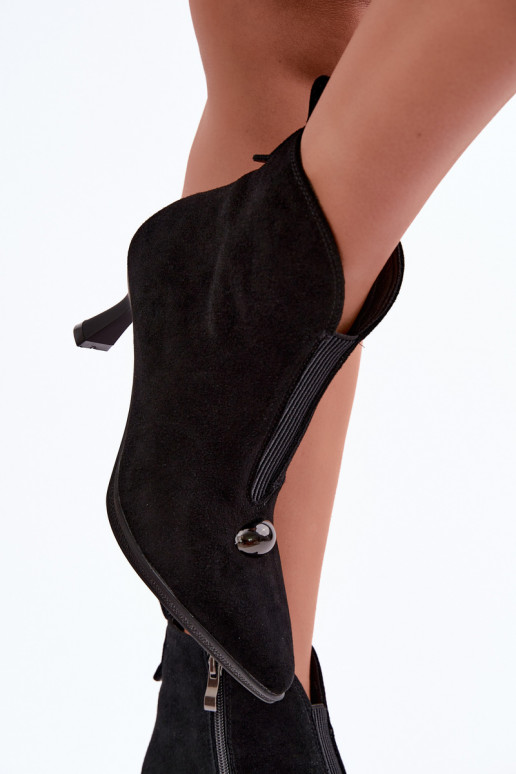 Damen Schuhe aus Kunstveloursleder mit Absatz T.Sokolski S2 Z26-281 in schwarzer Farbe