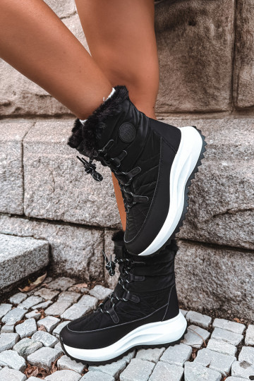 Damen Schneestiefel mit Plattform und Fell schwarz Big Star