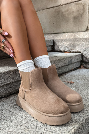 Schneestiefel für Damen mit Plattform Big Star UU274173 in Sandfarbe 2