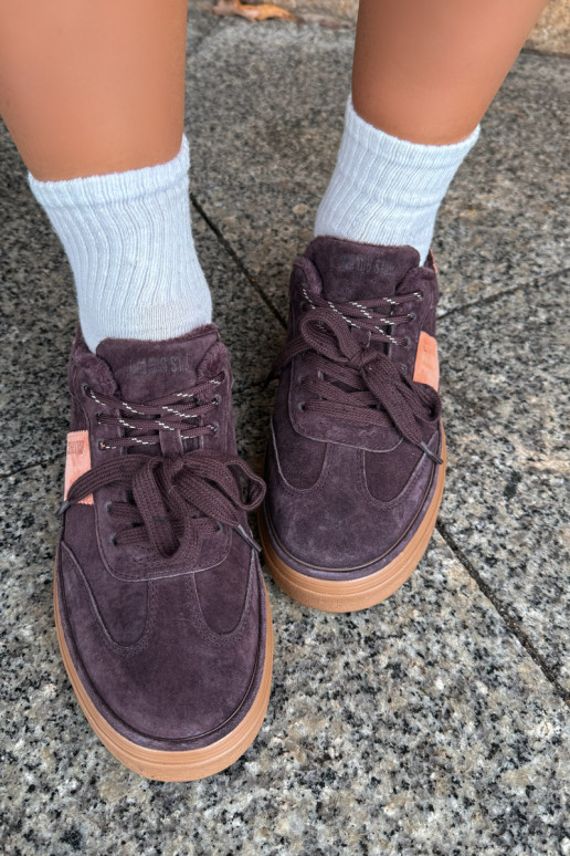Faux-Suede Sneakers Modell Stiefel für Damen isoliert Big Star UU274770 in Schokoladenfarbe