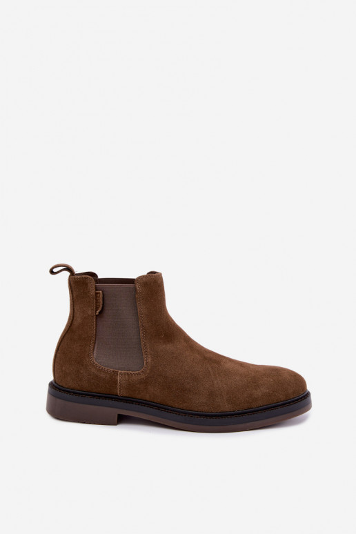 stylische Stiefeletten für Herren aus Kunstwildleder Big Star UU174277 in Khaki