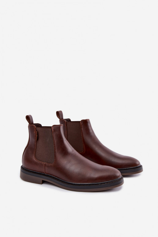 stylische Stiefeletten für Herren aus echtem Leder Big Star UU174279 in Dunkelbraun