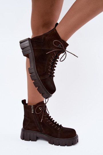 Damen Wildlederschuhe mit Plattform D&A JC62-1045 in Schokolade