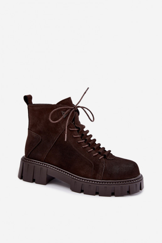 Damen Wildlederschuhe mit Plattform D&A JC62-1045 in Schokolade