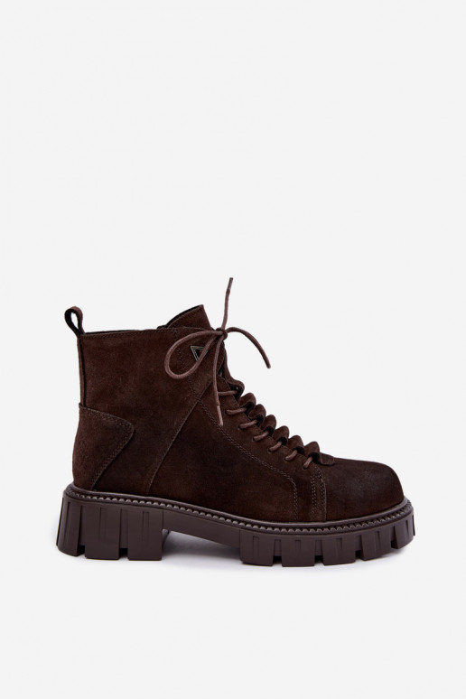 Damen Wildlederschuhe mit Plattform D&A JC62-1045 in Schokolade