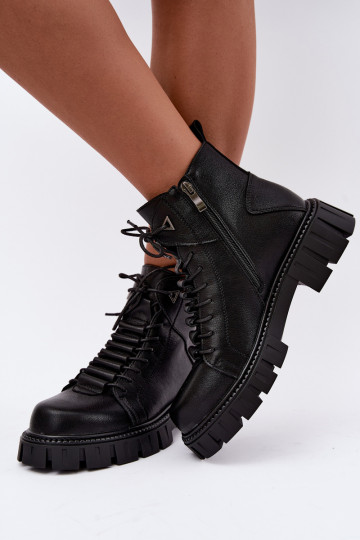 Damen Stiefeletten mit Plattform D&A JC62-1044 in Schwarz