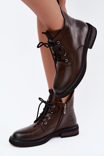 isolierte Stiefeletten mit breiten Absätzen D&A CR62-3337 in Schokolade