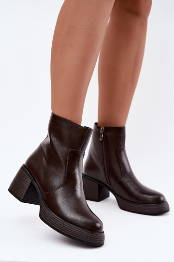 Leder gefütterte Stiefeletten mit Absatz D&A CR62-3369 schokoladenbraun 2