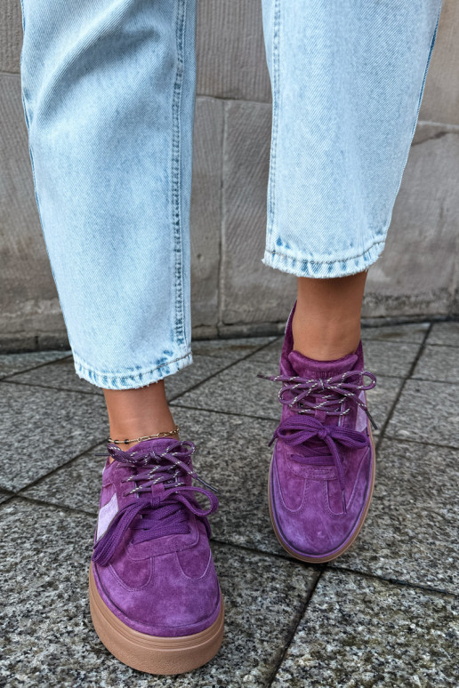 Lila Damen-Sneaker aus Kunstveloursleder mit Isolierung Big Star UU274772
