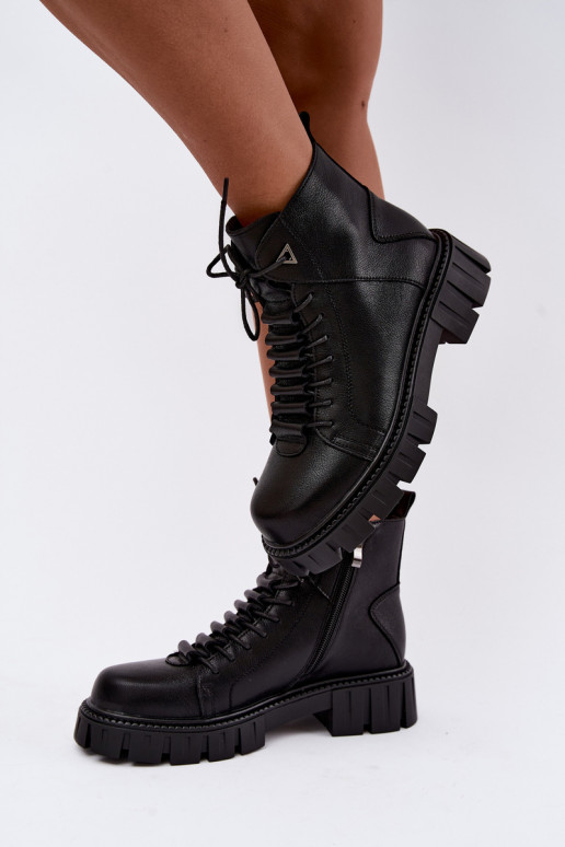 Damen Stiefeletten mit Plattform D&A JC62-1044 in Schwarz