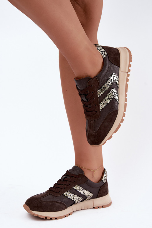 Damen-Sneaker aus Kunstveloursleder in Schokoladenfarbe D&A GR62-6015