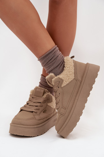 Schneestiefel Feminin mit einer Plattform mit Pelzmantel Typu Baranek Big Star SS274105 Beige 2