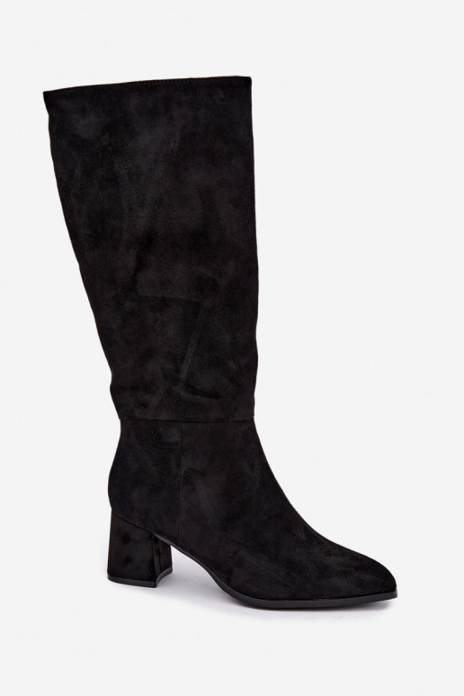 Isolierte Damenstiefel bis zum Knie mit Absatz in Schwarz Raleya