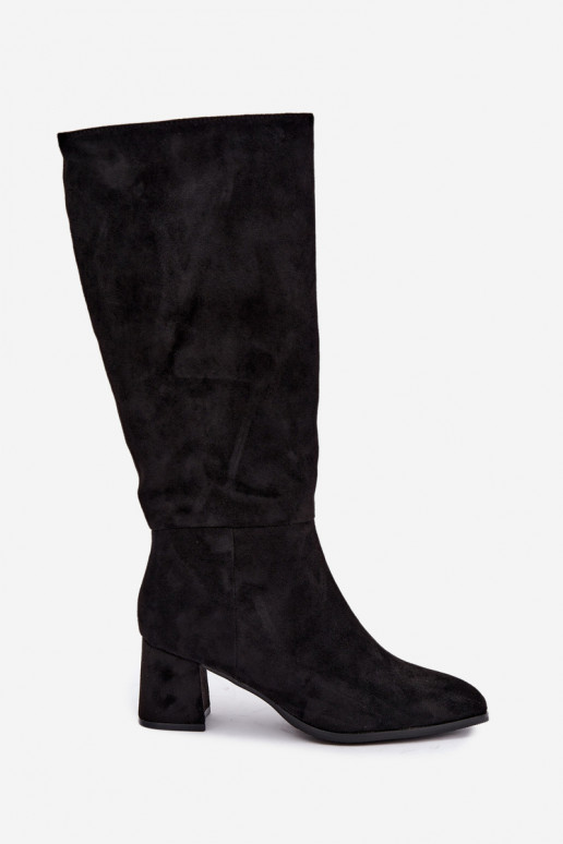Isolierte Damenstiefel bis zum Knie mit Absatz in Schwarz Raleya