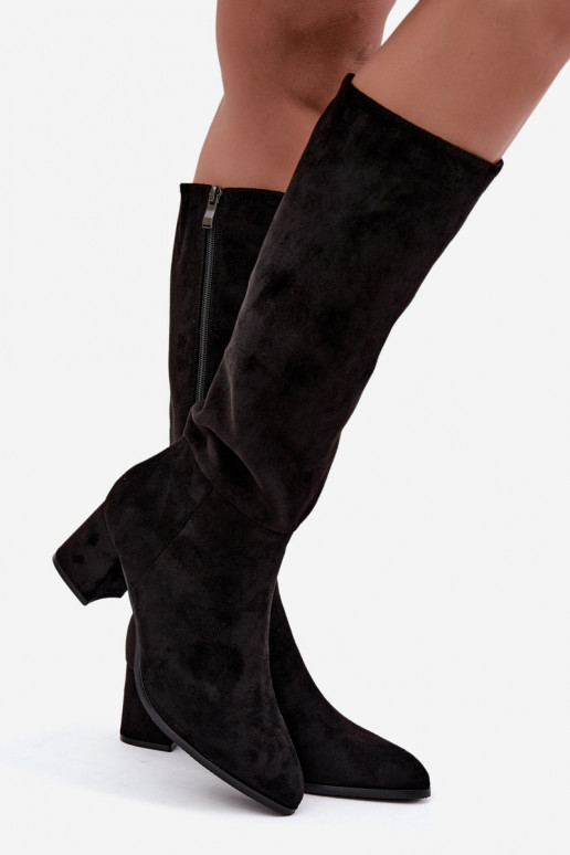 Isolierte Damenstiefel bis zum Knie mit Absatz in Schwarz Raleya