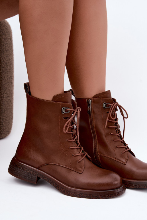Wärmende Lederstiefeletten Tai turiciejka K7751-29 in Braun