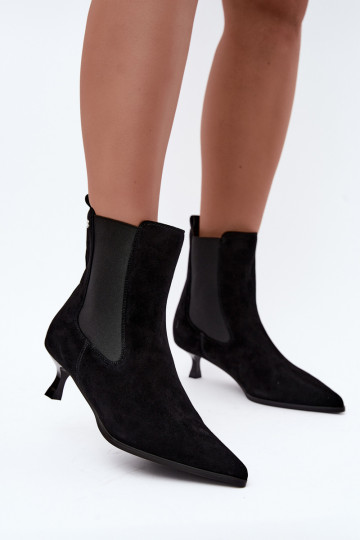 Wärmende Velourslederstiefel mit Absätzen Tai turiciejka K7756-01 in Schwarz 2