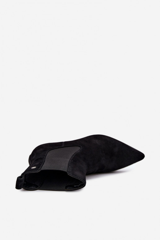 Wärmende Velourslederstiefel mit Absätzen Tai turiciejka K7756-01 in Schwarz