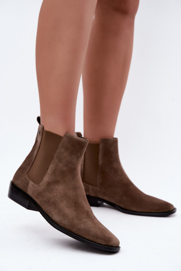 Wärmende stilvolle Kunstveloursleder-Stiefeletten Tai turiciejka K7758-04 in Sand 2