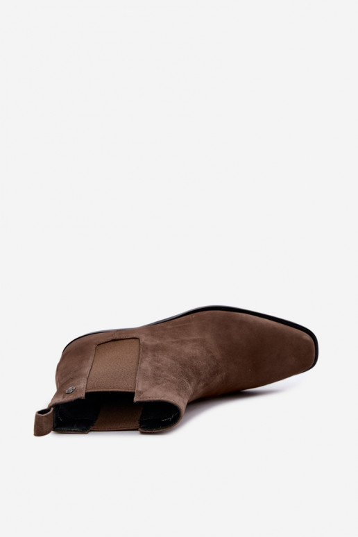 Wärmende stilvolle Kunstveloursleder-Stiefeletten Tai turiciejka K7758-04 in Sand