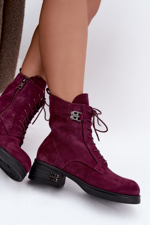 Warmes Damenstiefel aus Kunstveloursleder Vinceza 67044 bordeaux