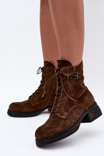 Warmes Damenstiefel aus Kunstveloursleder Vinceza 67044 braun 2