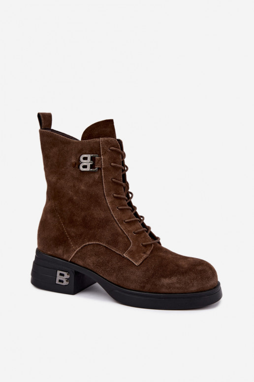 Warmes Damenstiefel aus Kunstveloursleder Vinceza 67044 braun