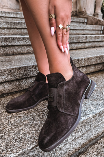 Kunstveloursleder Stiefel mit Dekoration Vinceza 91185 schokolade