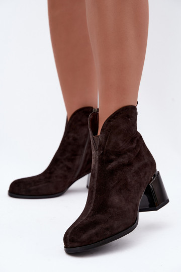 Kunstveloursleder Stiefel mit Absatz Vinceza 91178 schokolade