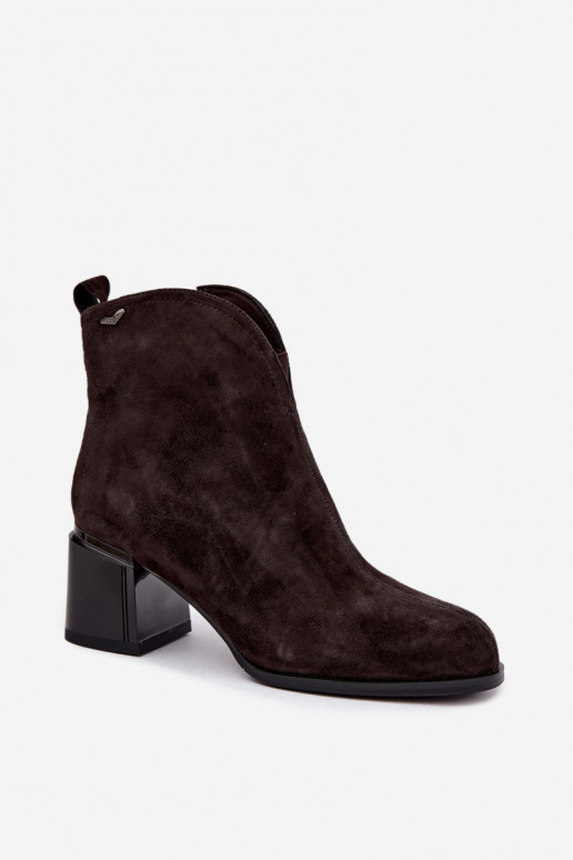 Kunstveloursleder Stiefel mit Absatz Vinceza 91178 schokolade