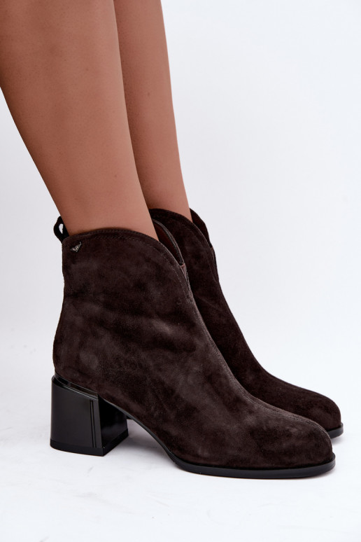 Kunstveloursleder Stiefel mit Absatz Vinceza 91178 schokolade