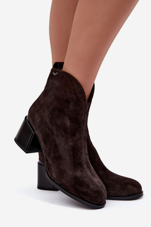 Kunstveloursleder Stiefel mit Absatz Vinceza 91178 schokolade