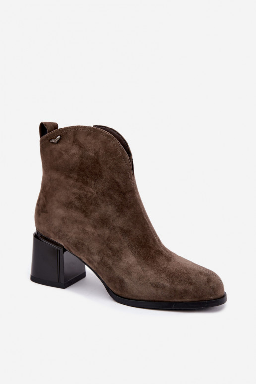 Kunstveloursleder Stiefel mit Absatz Vinceza 91178 khaki