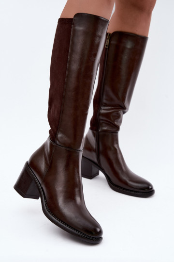Warmes Langschaftstiefel mit Absatz Vinceza 58652 schokolade