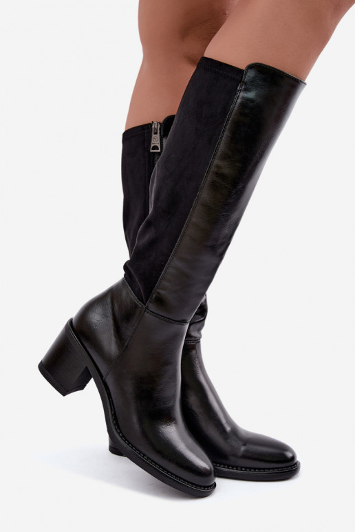 Warmes Langschaftstiefel mit Absatz Vinceza 58652 schwarz
