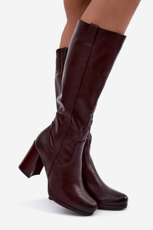 Warmes Langschaftstiefel mit Absatz bordeaux Alessa