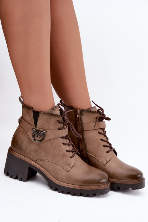 Wärmende Damen-Stiefeletten in Braun Calielle