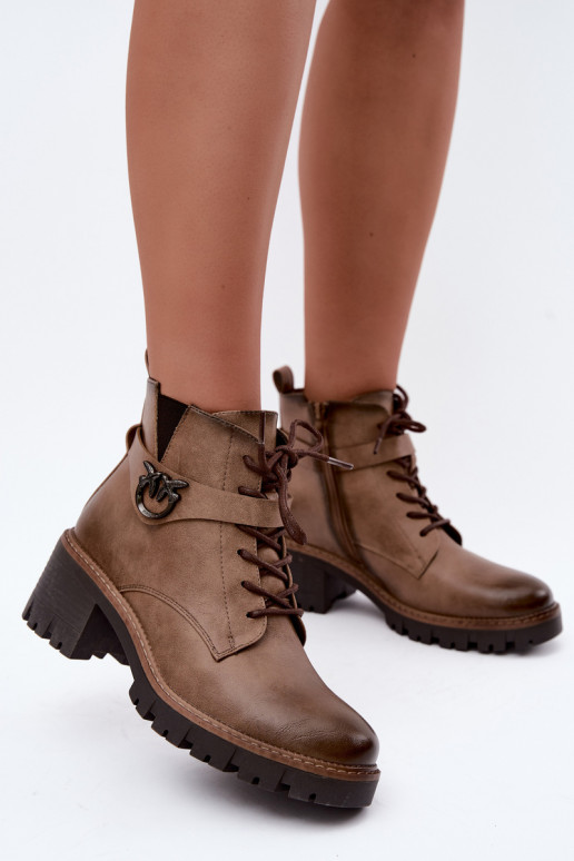 Wärmende Damen-Stiefeletten in Braun Calielle
