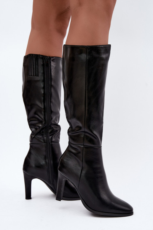 Wärmende Damen-Stiefel mit Absatz in Schwarz Rosmella