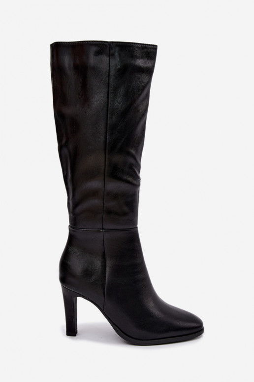 Wärmende Damen-Stiefel mit Absatz in Schwarz Rosmella