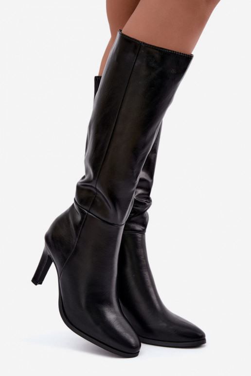 Wärmende Damen-Stiefel mit Absatz in Schwarz Rosmella