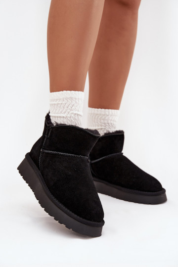 Warmes Kunstveloursleder Schneestiefel mit Fell innen Vinceza 97961 schwarz 2