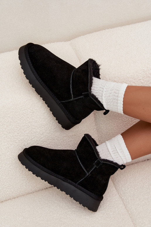 Warmes Kunstveloursleder Schneestiefel mit Fell innen Vinceza 97961 schwarz
